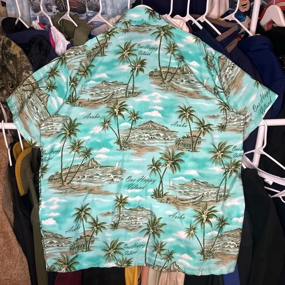 Vintage 90s Aruba Hawaiian All Over Print Button Shirt XL - Picture 4 of 4
